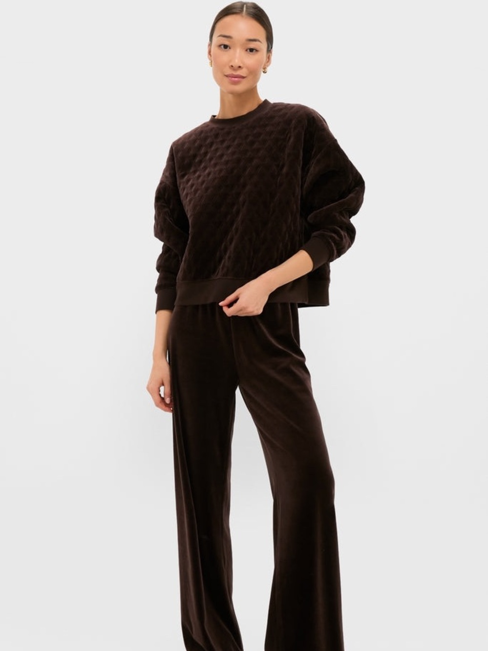 TUCKERNUCK Chocolate Brown Velour Bennett Pullover Size Large